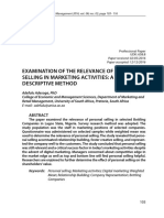 Examination of The Relevance of Personal Selling in Marketing Activities A Descriptive Method