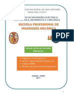 Número Especifico de Revoluciones de Distintas Centrales Hidráulicas Del Perú