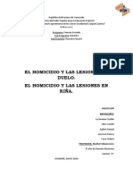 Derecho Penal Homicidio y Lesiones Por Duelo o Riña GRUPO 6