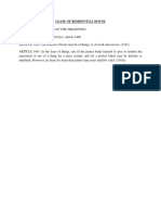 R.A. 386 The Civil Code of The Philippines: Lease of Residential House