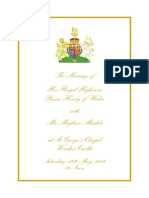 Royal Wedding's Order of Service