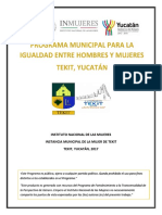 Programa Municipal de Igualdad Entre Hombres y Mujeres PDF