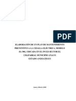 Elaboración de Un Plan de Mantenimiento Preventivo A La Cizalla Eléctrica