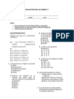 Evaluación Final de Quimica 10°