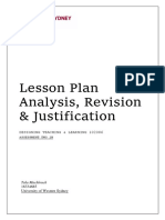 Lesson Plan Analysis, Revision & Justification: Designing Teaching & Learning 102086