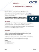 Cells MCQ Topic Quiz Lesson Element