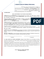 Acto de Venta Bajo Firma Privada Vendedor