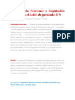 Competencia Funcional e Imputación Objetiva en El Delito de Peculado R N