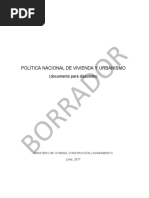 Politica Nacional Vivienda y Urbanismo (Borrador-Doc - para Discusion)