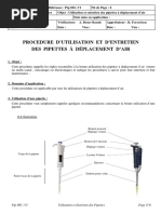 Utilisation Et Entretien Des Pipettes