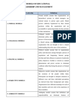 Models of Educational Leadership and Management