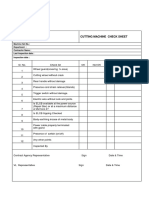 Cutting Machine Check Sheet: Machine Set No.: Department: Contractor Name: Last Inspection Date: Inspection Date