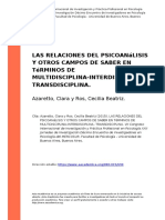 Azaretto, Clara y Ros, Cecilia Beatriz (2015) - Las Relaciones Del Psicoanalisis y Otros Campos de Saber en Terminos de Multidisciplina-In (..)