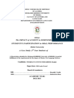 The Impact of Anxiety in Diminishing Efl Students'S Participation in Oral Performance Msila University A Case Study: 2 Year Students of