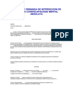 Modelo de Demanda de Interdicción de Persona Condiscapacidad Mental Absoluta