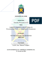 Análisis Comparativo Entre El Código de Procedimiento Civil y El Anteproyecto Dominicano