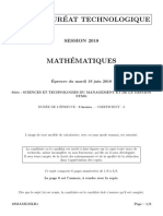 Bac STMG 2018 Sujet Maths