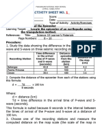 Activity Sheet No.: Locate The Epicenter of An Earthquake Using The Triangulation Method