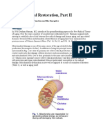 Mitochondrial Restoration, Part II: Restoring Mitochondrial Function and Bio-Energetics