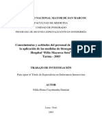 Conocimientos y Actitudes Del Personal de Salud, Hacia La Aplicación de Las Medidas de Bioseguridad Del Hospital "Félix Mayorca Soto" Tarma - 2003