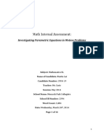 Math Internal Assessment:: Investigating Parametric Equations in Motion Problems