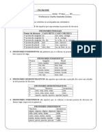 Lista de Exercícios Pronomes