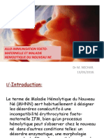 Allo-Immunisation Foeto-Maternelle Et Maladie Hémolytique Du Nouveau Né.