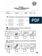 Prueba Marzo Lenguaje Primero Basico