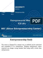 Entrepreneurial Mindset F2F (01) : BEC (Binus Entrepreneurship Center)