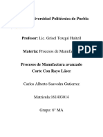 Procesos de Manifactura Avanzado Corte Laser