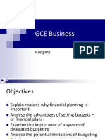 GCE Business Budgets