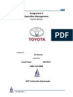 Assignment 4 Operation Management: Toyota Motors