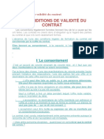 Les Conditions de Validité Du Contrat