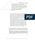 Pica Et Al 1996 Language Learners' Interaction How Does It Address The Input, Output, and Feedback Needs of L2 Learners