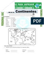 Ficha Nombre de Los Continentes para Tercero de Primaria