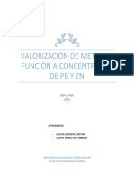 Valoración de Concentrados de PB y ZN