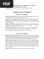 Syllabus For JT-Workshop: Indian Institute of Technology Tirupati