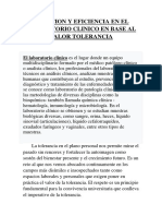 Vocacion y Eficiencia en El Laboratorio Clinico en Base Al Valor Tolerancia