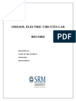 15Ee103L Electric Circuits Lab: Register No: Name of The Student: Semester: Department