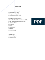 Methods / Procedures: List of Chemicals