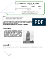 Prova de Desenho Geométrico 2º Unidade 7° Ano