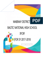 Mabinay District Ii Bagtic National High School Ipcrf (FOR SY 2017-2018