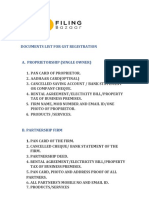 Documents List For GST Registration