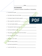 English - Grade 5 - Transitive and Intransitive Verb Worksheet 4