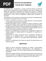 Politica de Seguridad y Salud en El Trabajo