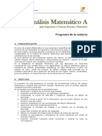 Programa - Análisis Matemático A Ing - 2º - 2018