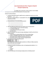 MSC Sample Entrance Exam Road Transport