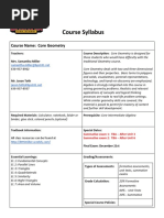 Syllabus Core Geometry Fall 2018