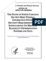 The State of North Carolina Did Not Meet Federal Information System Security Requirements For Safeguarding Its Medicaid Eligibility Determination Systems and Data