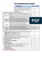 10th Grade Argumentative Rubric